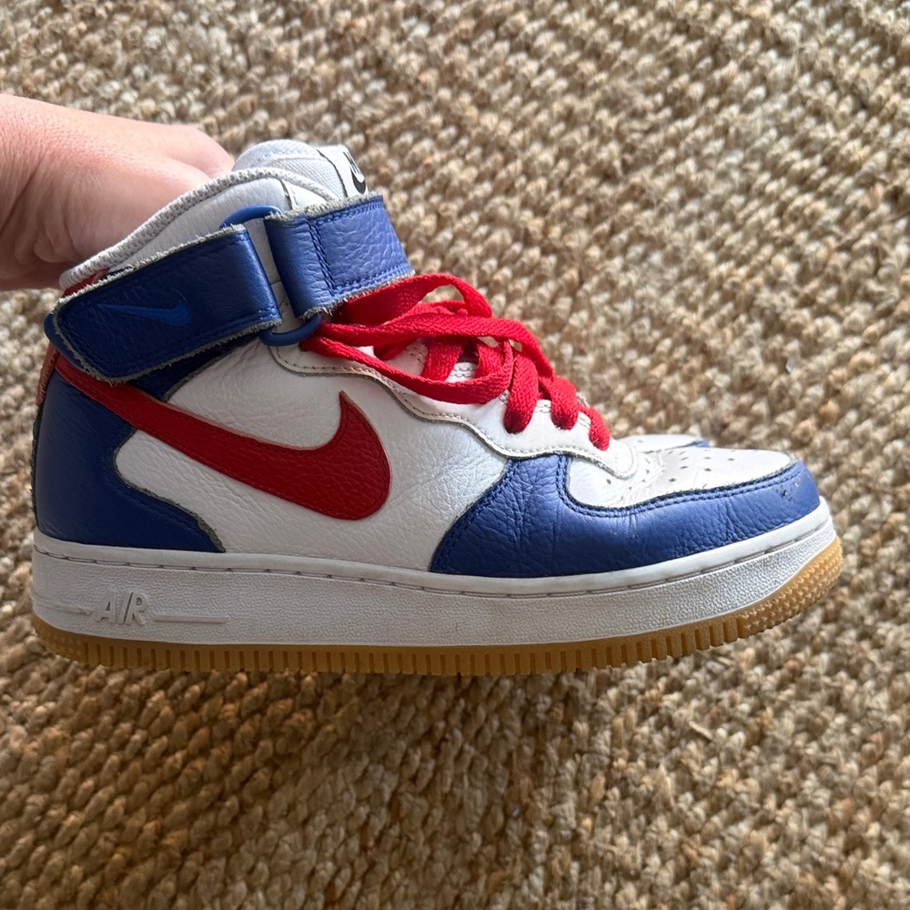 Kids Nike Air Force One Mid custom  - Red, Blue, and White - Picture 3 of 6